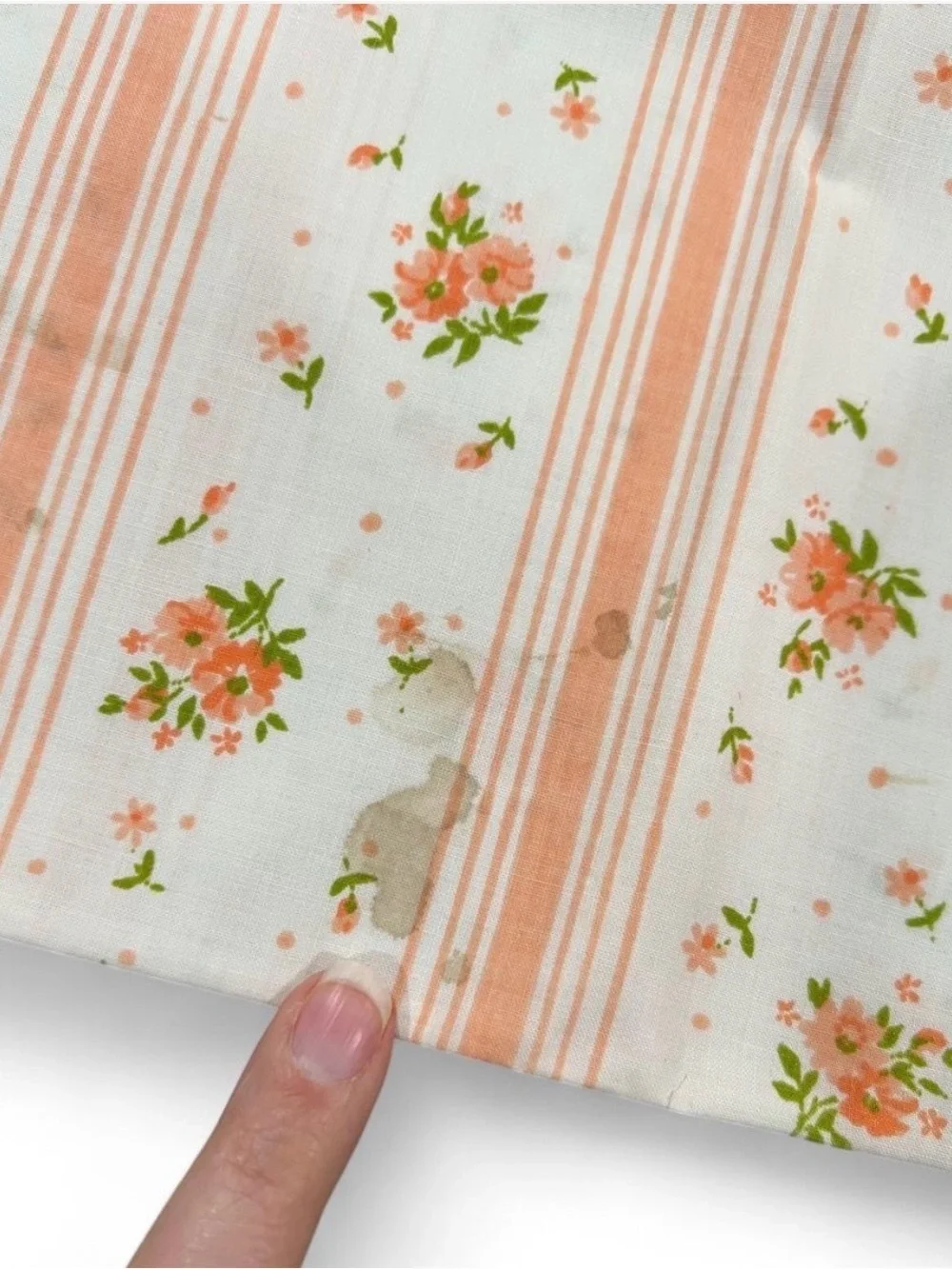 Floral Stripe Pillowcase - White Orange Green